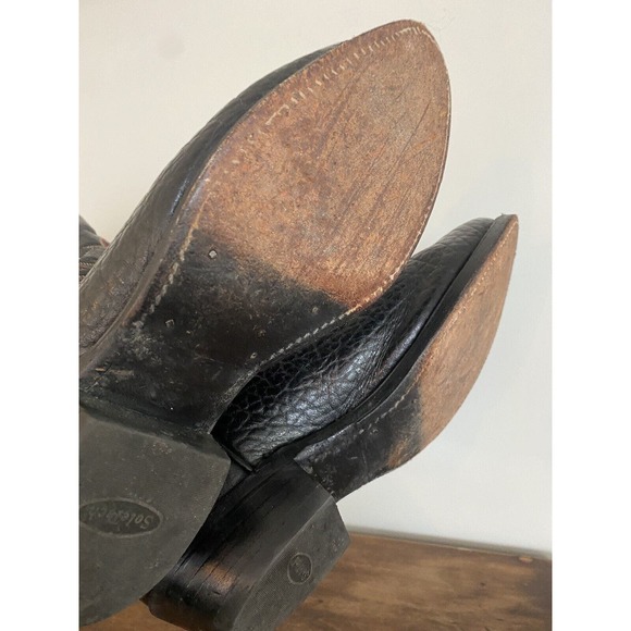 Vintage Tony Lama Pebbled Mens Black Full Grain Leather Boots Sz 9D 11560982 USA - Picture 5 of 5